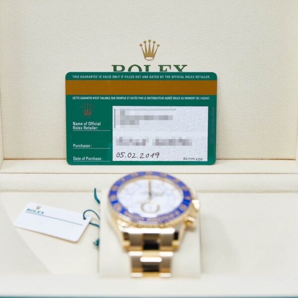 Rolex Pre Owned Yacht Master II Yellow Gold White Dial New Hand on Oyster Bracelet 44mm Complete Set 2019