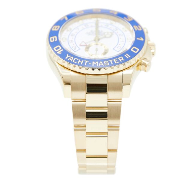 Rolex Pre Owned Yacht Master II Yellow Gold White Dial New Hand on Oyster Bracelet 44mm Complete Set 2019