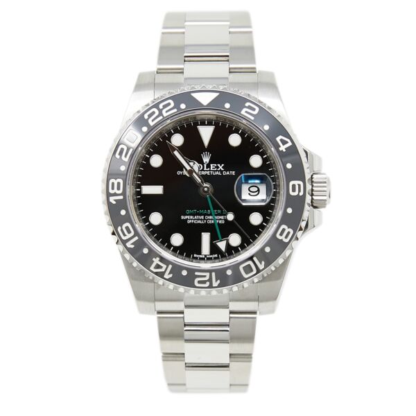 Rolex Pre-Owned GMT-Master II Steel Ceramic Bezel Black Dial on Oyster Bracelet 40mm Box and Card 2018