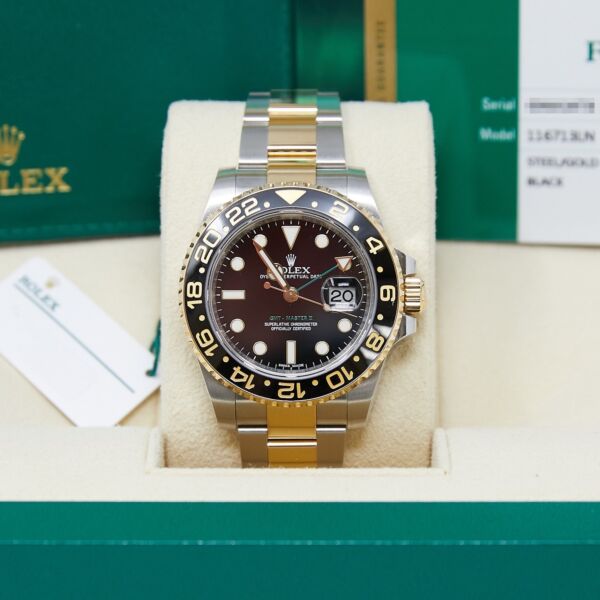 Rolex Pre-Owned GMT-Master II Steel + Yellow Gold Black Dial on Oyster Bracelet [BOX + PAPERS] 40mm