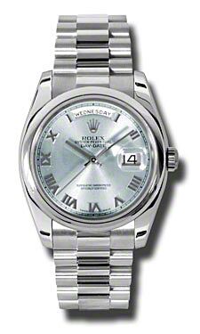 Rolex Pre Owned Day-Date President Platinum Ice Blue Dial 36mm