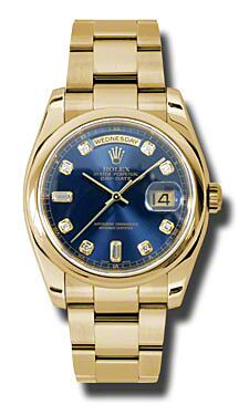 Rolex Pre Owned Day-Date President Yellow Gold Custom Blue Diamond Dial on Oyster 36mm