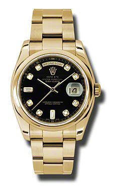 Rolex Pre Owned Day-Date President Yellow Gold Custom Black Diamond Dial on Oyster 36mm