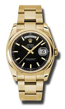 Rolex Pre Owned Day-Date President Yellow Gold Black Dial on Oyster 36mm