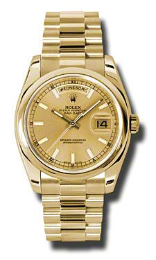 Rolex Pre Owned Day-Date President Yellow Gold Champagne Dial 36mm