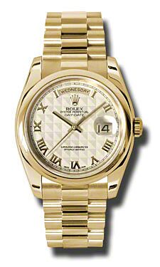 Rolex Pre Owned Day-Date President Yellow Gold Ivory Pyramid Dial 36mm