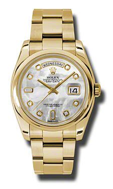 Rolex Pre Owned Day-Date President Yellow Gold Custom Mother of Pearl Diamond Dial on Oyster 36mm