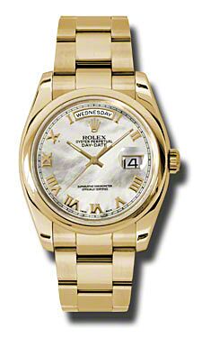 Rolex Pre Owned Day-Date President Yellow Gold Custom Mother of Pearl Dial on Oyster 36mm