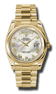 Rolex Pre Owned Day-Date President Yellow Gold Custom Mother of Pearl Dial 36mm