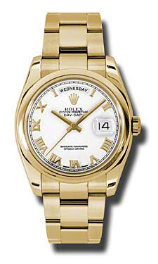 Rolex Pre Owned Day-Date President Yellow Gold White Dial on Oyster 36mm