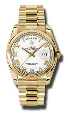 Rolex Pre Owned Day-Date President Yellow Gold White Dial 36mm