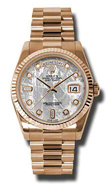 Rolex Pre Owned Day-Date President Rose Gold Meteorite Dial 36mm