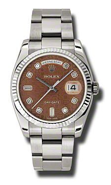 Rolex Pre Owned Day-Date President White Gold Havana Brown Jubilee Diamond Dial on Oyster 36mm