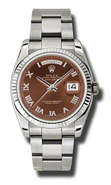 Rolex Pre Owned Day-Date President White Gold Havana Brown Dial on Oyster 36mm