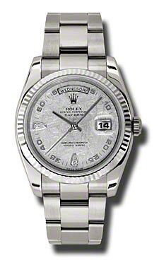 Rolex Pre Owned Day-Date President White Gold Meteorite Dial on Oyster 36mm