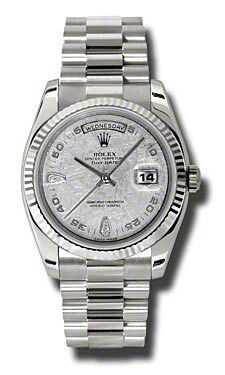 Rolex Pre Owned Day-Date President White Gold Meteorite Dial 36mm