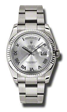 Rolex Pre Owned Day-Date President White Gold Rhodium Dial on Oyster 36mm