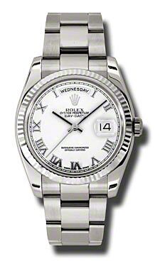 Rolex Pre Owned Day-Date President White Gold White Dial on Oyster 36mm
