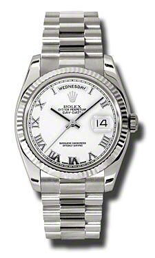 Rolex Pre Owned Day-Date President White Gold White Dial 36mm