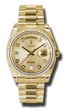 Rolex Pre Owned Day-Date President Yellow Gold Champagne Jubilee Dial 36mm