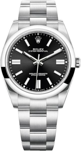 Rolex Oyster Perpetual Stainless Steel Black Stick Dial on Oyster 41mm