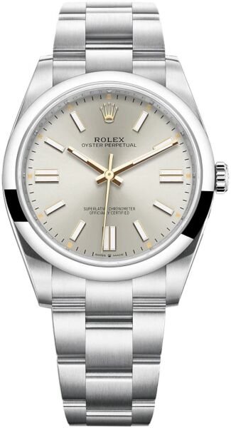 Rolex Oyster Perpetual Stainless Steel Silver Stick Dial on Oyster 41mm