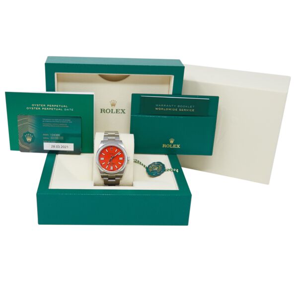 Rolex Pre-Owned Oyster Perpetual 41 Stainless Steel Red Dial on Oyster Bracelet [COMPLETE SET] 2021