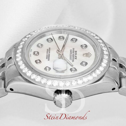 Rolex Lady Steel Datejust Custom Diamond Bezel and Custom Mother of Pearl Diamond Dial on Jubilee Band 26mm