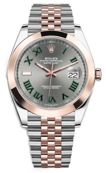 Rolex Datejust 41 Steel and Rose Gold Grey Green Roman Dial Jubilee Bracelet 41mm