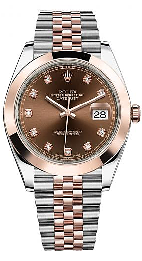 Rolex Datejust 41 Steel and Rose Gold Chocolate Diamond Dial Jubilee Bracelet 41mm