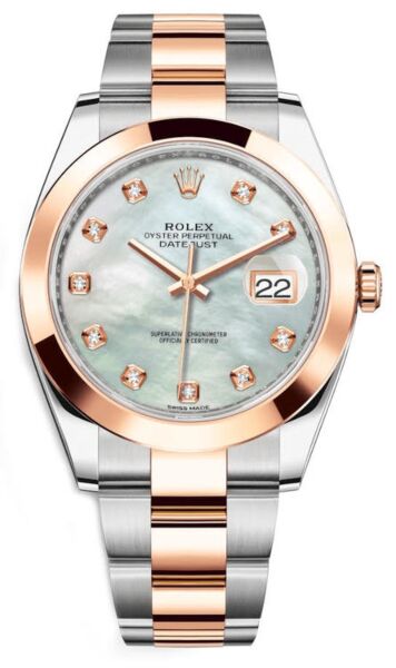Rolex Datejust 41 Steel and Rose Gold Mother of Pearl Diamond Dial Oyster Bracelet 41mm