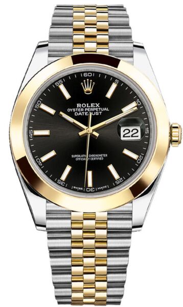 Rolex Datejust 41 Steel and Yellow Gold Black Stick Dial Jubilee Bracelet 41mm