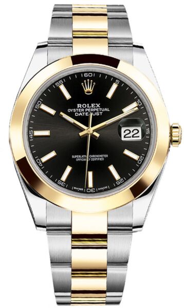 Rolex Datejust 41 Steel and Yellow Gold Black Stick Dial Oyster Bracelet 41mm