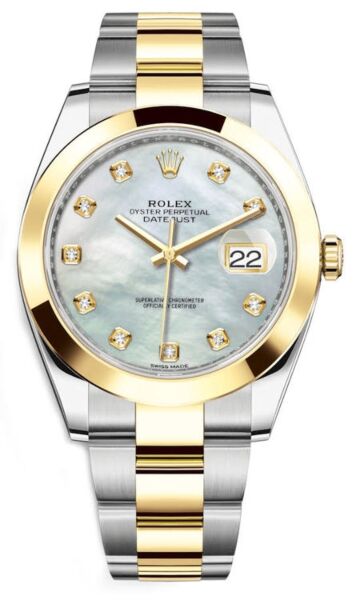 Rolex Datejust 41 Steel and Yellow Gold Mother of Pearl Diamond Dial Oyster Bracelet 41mm