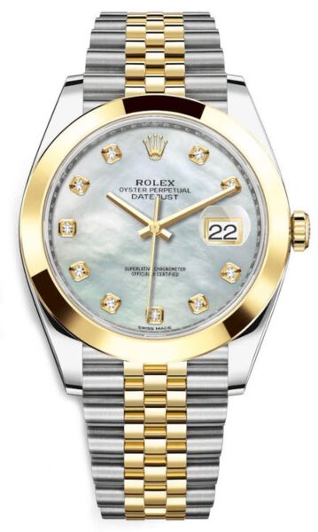 Rolex Datejust 41 Steel and Yellow Gold Mother of Pearl Diamond Dial Jubilee Bracelet 41mm