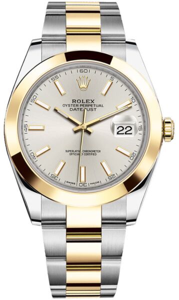 Rolex Datejust 41 Steel and Yellow Gold Silver Stick Dial Oyster Bracelet 41mm