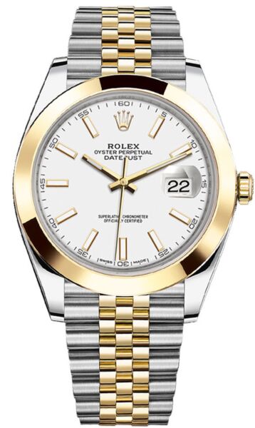 Rolex Datejust 41 Steel and Yellow Gold White Stick Dial Jubilee Bracelet 41mm