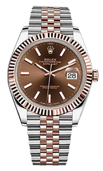 Rolex Datejust 41 Steel and Rose Gold Chocolate Dial Jubilee Bracelet 41mm