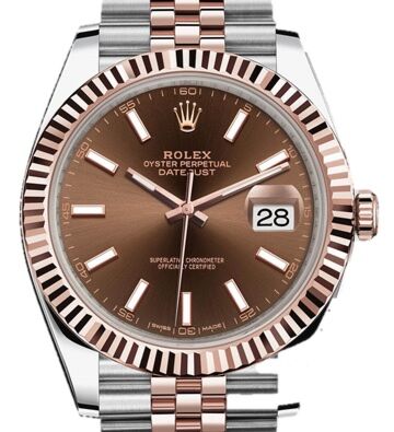 Rolex Datejust 41 Steel and Rose Gold Chocolate Dial Jubilee Bracelet 41mm
