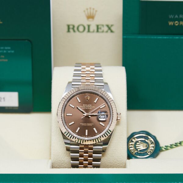 Rolex Pre-Owned Datejust 41 Steel + Rose Gold Chocolate Dial on Jubilee Bracelet [COMPLETE SET] 2021