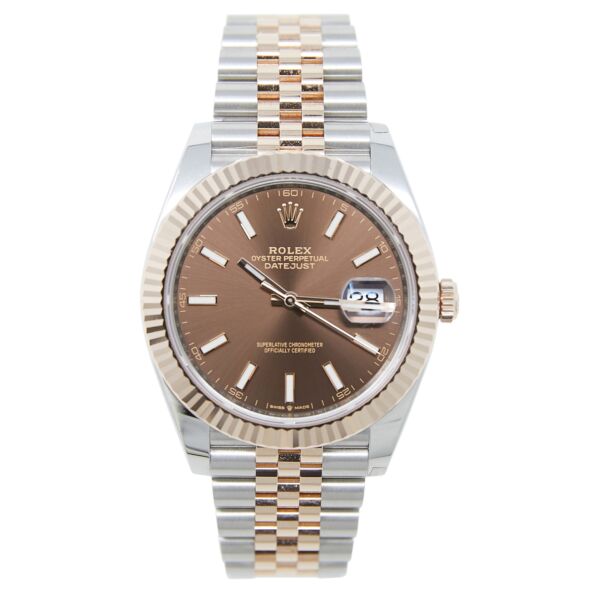 Rolex Pre-Owned Datejust 41 Steel + Rose Gold Chocolate Dial on Jubilee Bracelet [COMPLETE SET] 2021