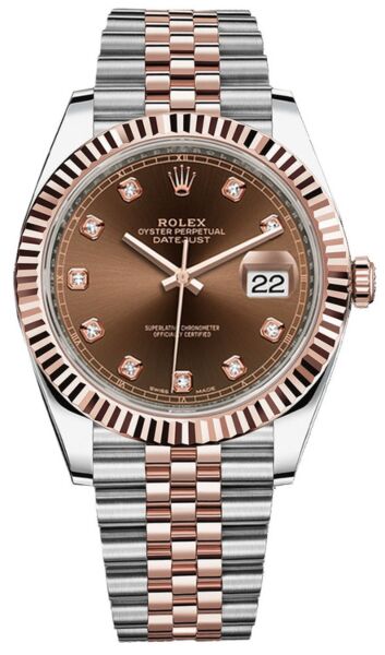 Rolex Datejust 41 Steel and Rose Gold Chocolate Diamond Dial Jubilee Bracelet 41mm
