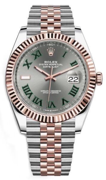 rolex datejust grey dial green numbers