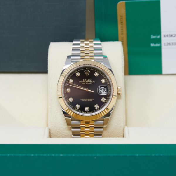 Rolex Pre-Owned Datejust 41 Steel and Yellow Gold Black Diamond Dial on Jubilee Bracelet [COMPLETE SET]