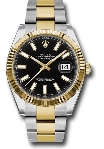 Rolex Pre-Owned Datejust 41 Steel and Yellow Gold Black Dial on Oyster Bracelet 