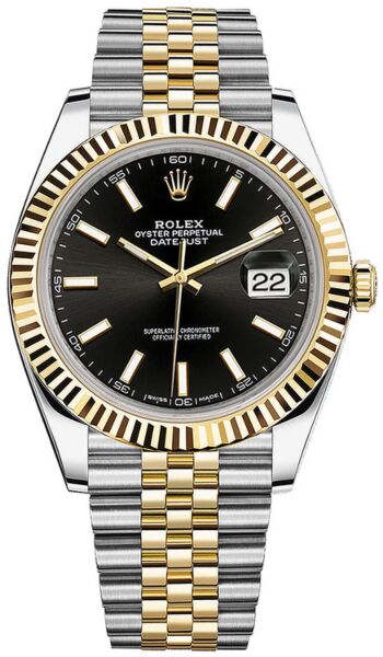 Rolex Datejust 41 Steel and Yellow Gold Black Stick Dial Jubilee Bracelet  41mm