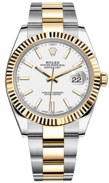 Rolex Datejust 41 Steel and Yellow Gold White Stick Dial Oyster Bracelet 41mm