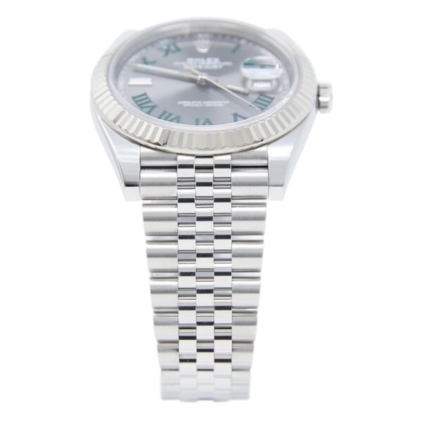 Rolex Pre-Owned Datejust 41 Steel + White Gold Grey/Green Roman Dial on Jubilee [COMPLETE SET] 2021