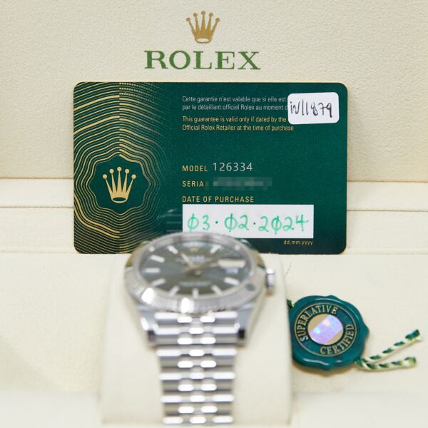Rolex Pre-Owned Datejust 41 Steel + White Gold Green Dial on Jubilee Bracelet [BOX, PAPERS 2024] LIKE NEW