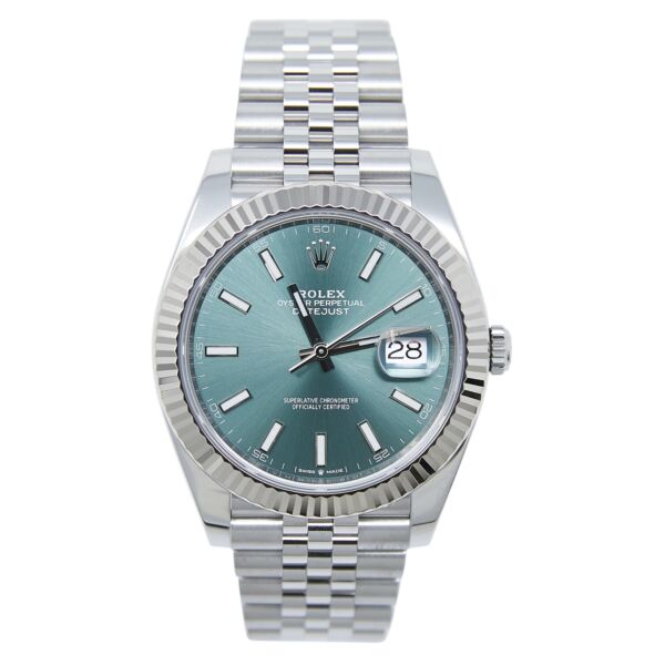 Rolex Pre-Owned Datejust 41 Steel + White Gold Green Dial on Jubilee Bracelet [BOX, PAPERS 2024] LIKE NEW